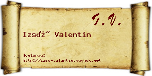 Izsó Valentin névjegykártya
